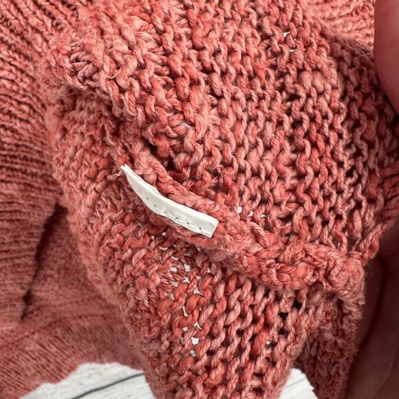 Lucky Brand Open Knit Long Sleeve Sweater Womens Medium Pink Roll Neck - Picture 9 of 11